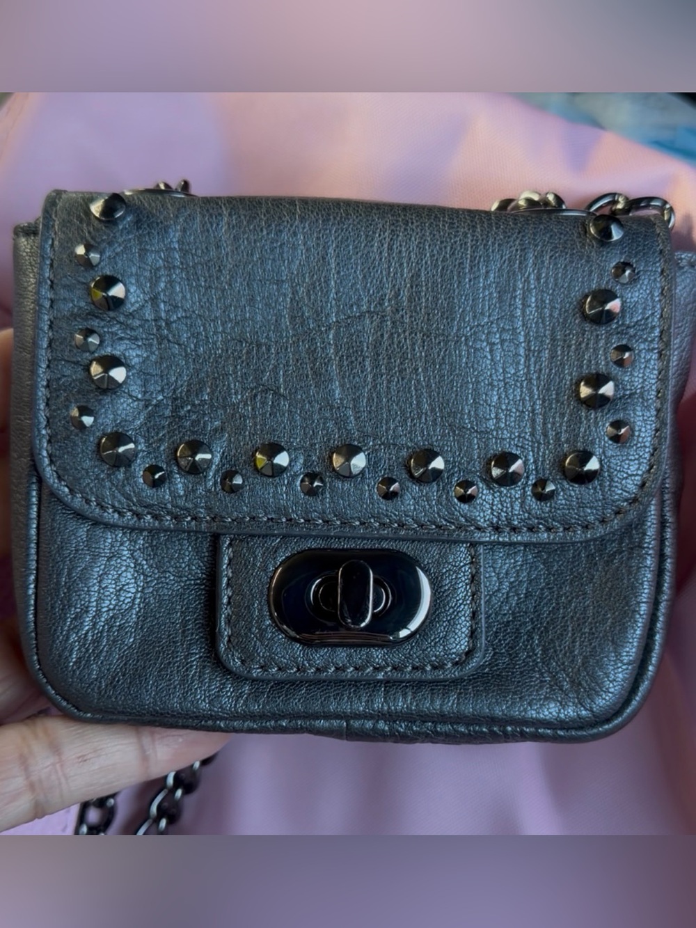 Black Studded Leather Crossbody Bag